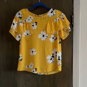Xhilaration Yellow Puff Sleeve Ruffled Blouse